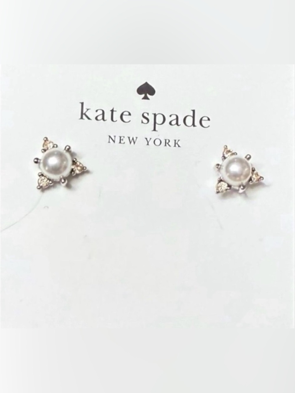 Kate Spade New York Faux Pearl and Crystal Triangle Stud Earrings
